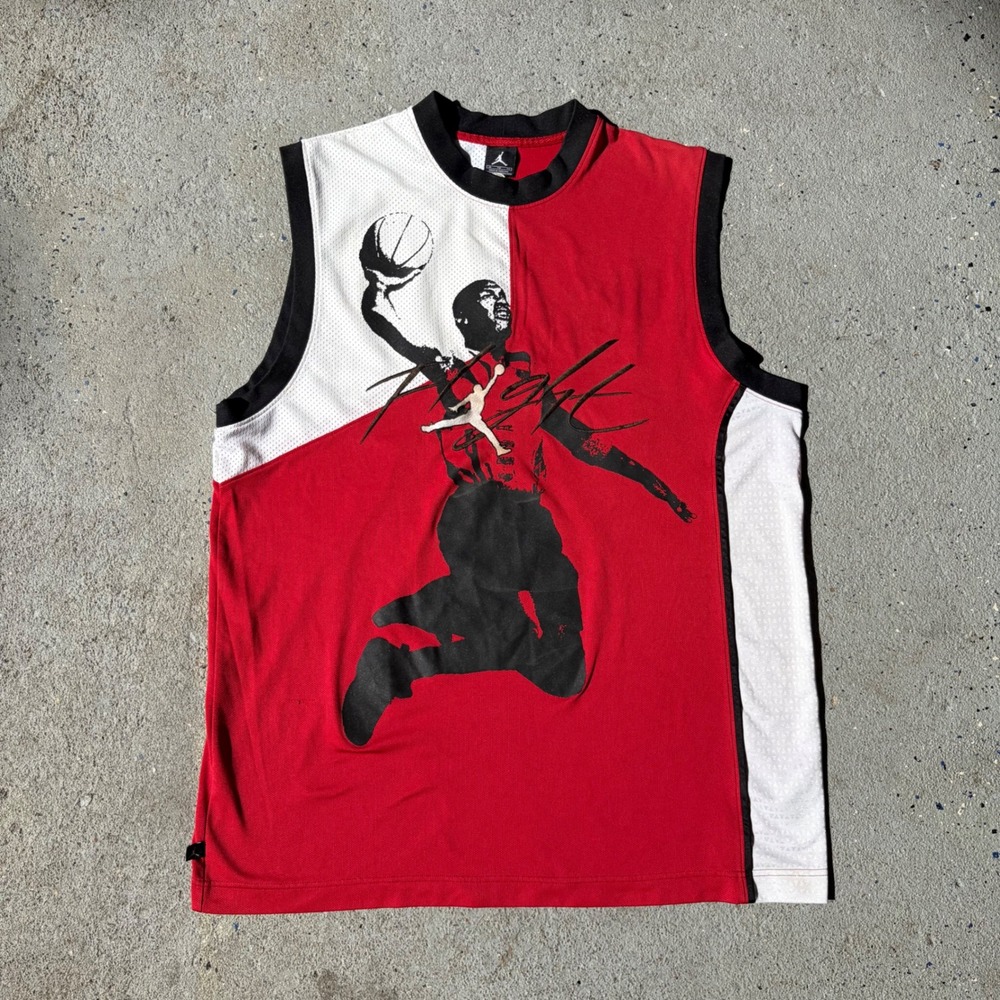 Jordan Flight Sleeveless Basketball Jersey Red White Black XL Michael Jordan